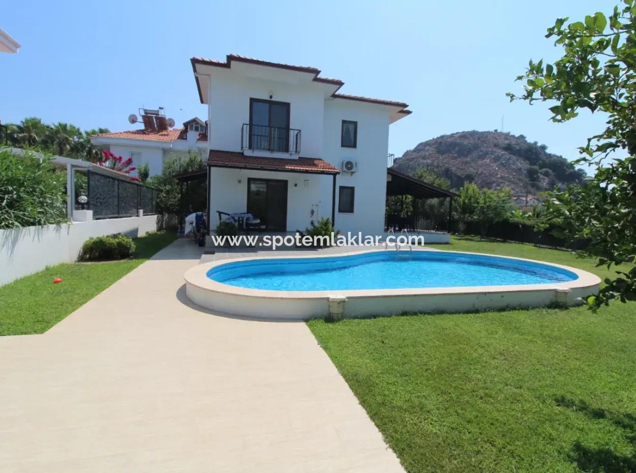 Furnished With Swimming Pool On 500 M2 Detached Plot In Dalyan, Earthquake Resistant 4 In 1 Duplex For Sale